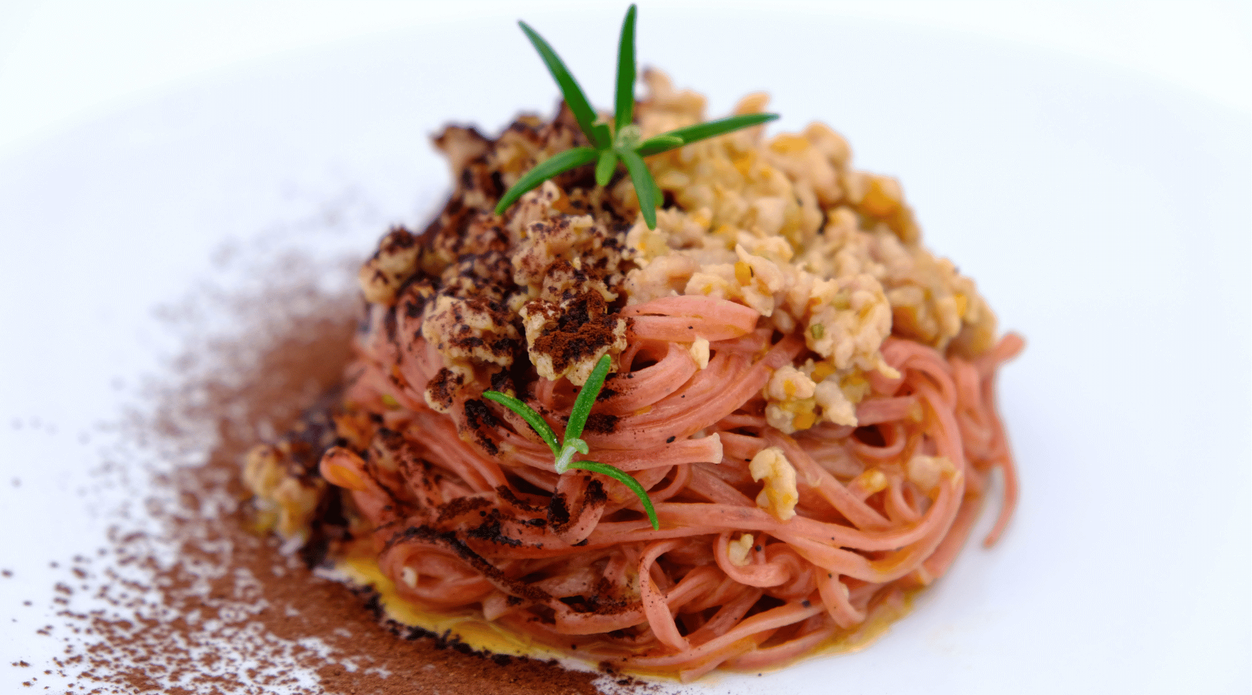 Truffle & Barolo Tagliolini with Pork Ragù & Cocoa Powder