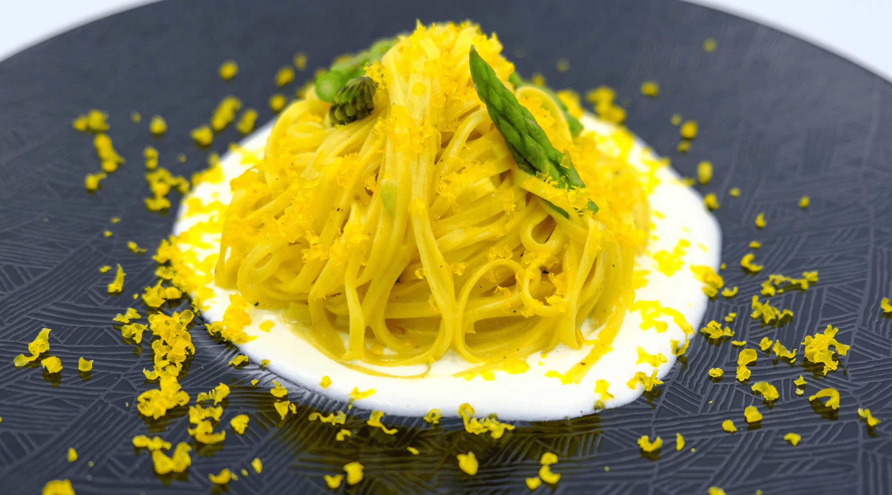 Truffle & Saffron Tagliolini, Asparagus, Pecorino & Cured Egg